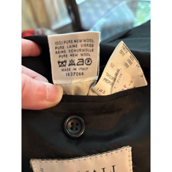 Canali Blazer 40L US (50L EU) Double Breasted Suit Jacket 100% Wool Black Italy - Picture 7 of 14